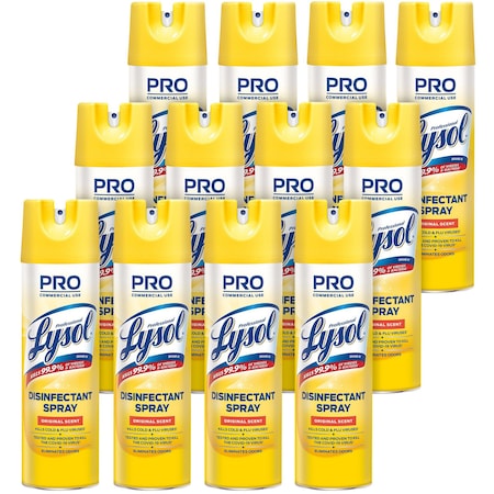 Lysol Original Disinfectant Spray, 19 fl oz (0.6 quart) Original, Clear, 12 PK RAC04650CT